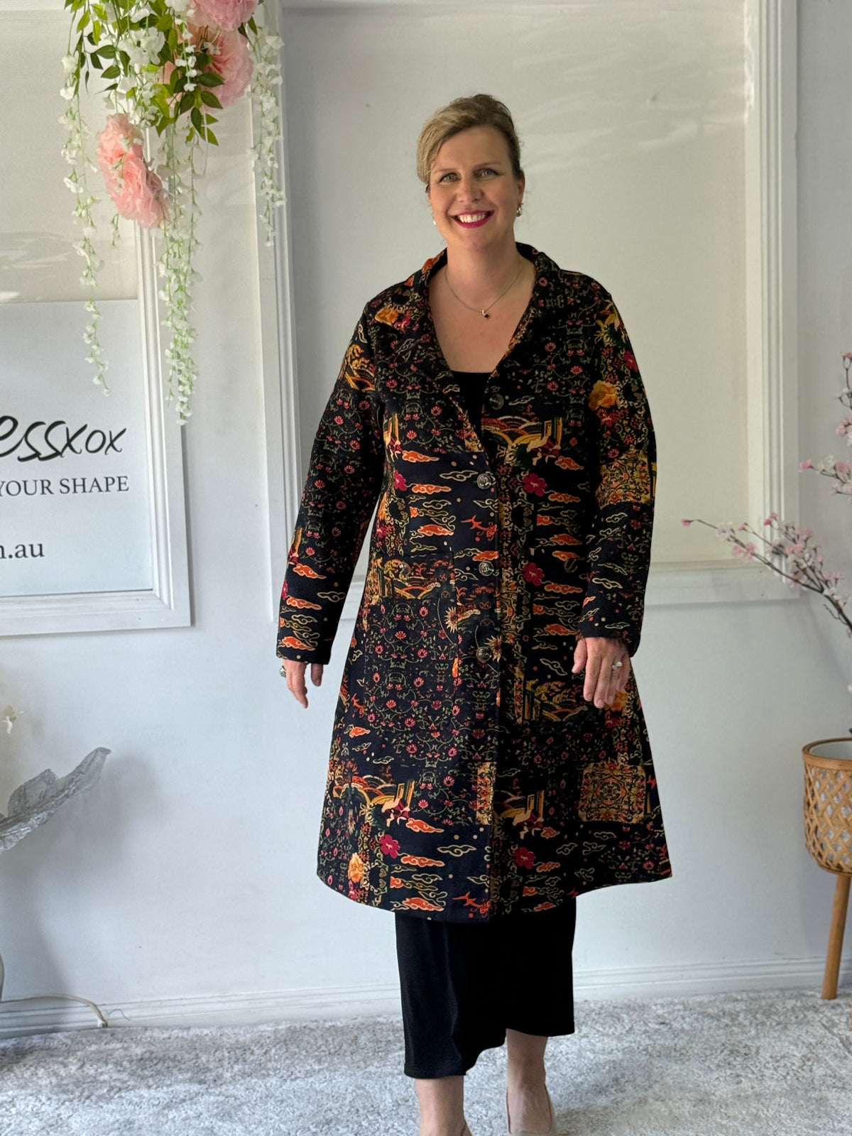 Lorelai Japanese Print Fleece Coat