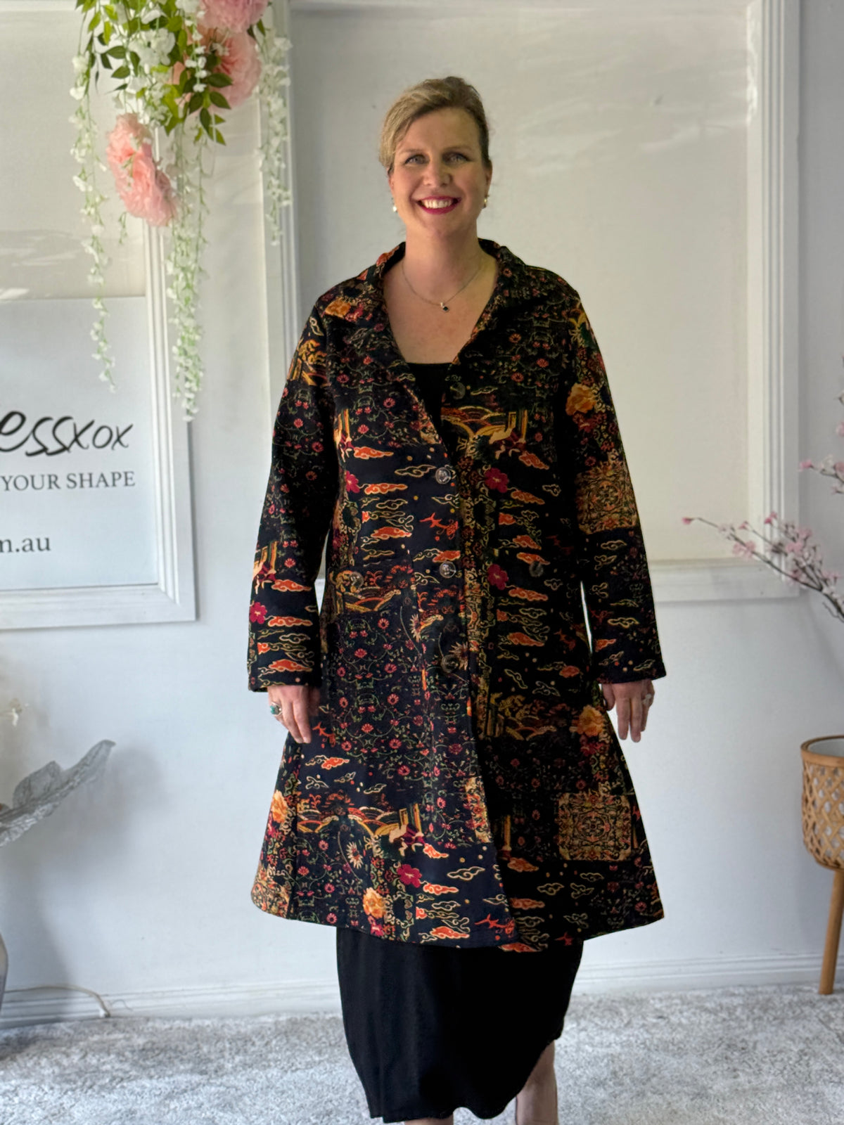 Lorelai Japanese Print Fleece Coat