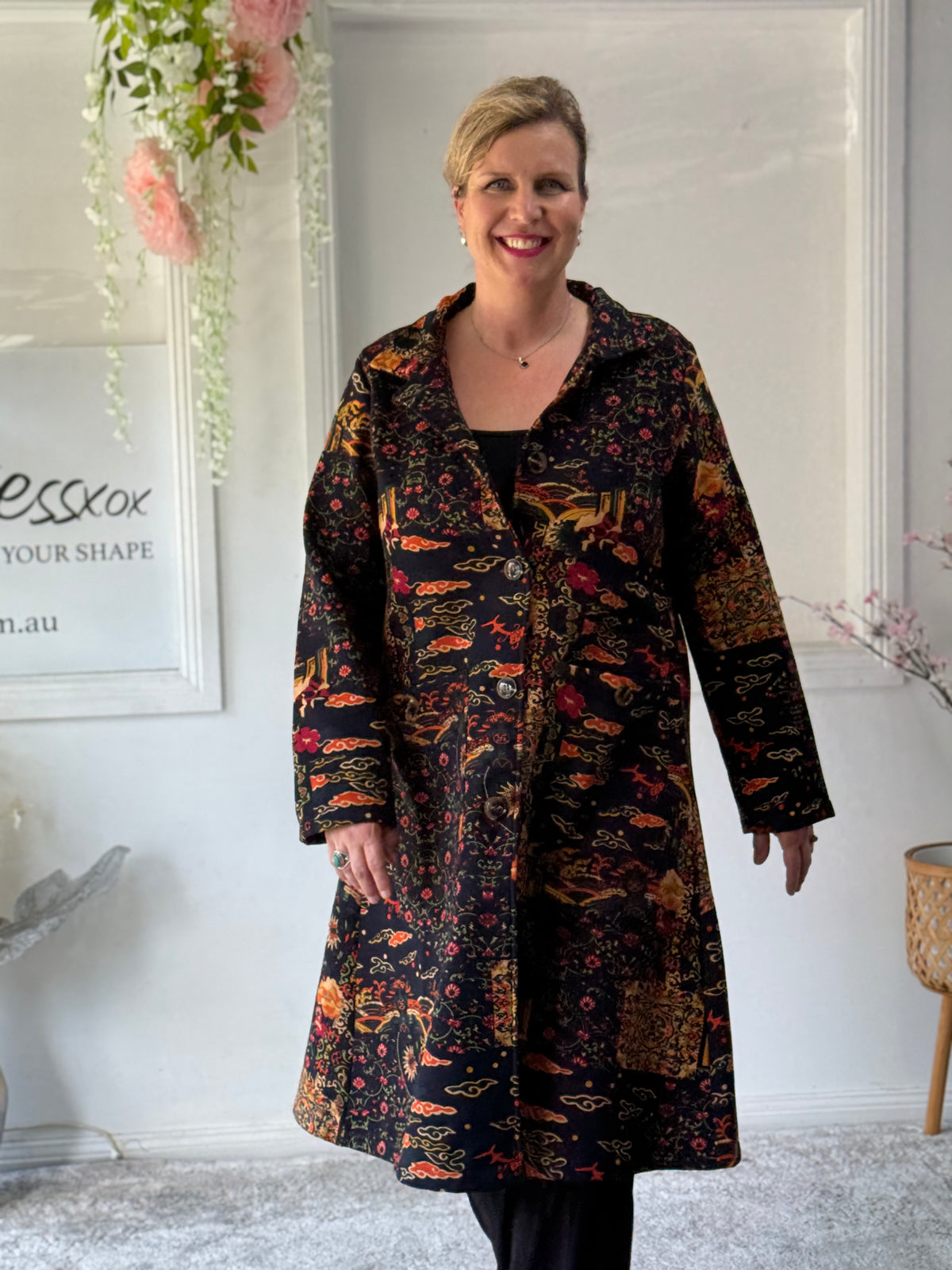 Lorelai Japanese Print Fleece Coat