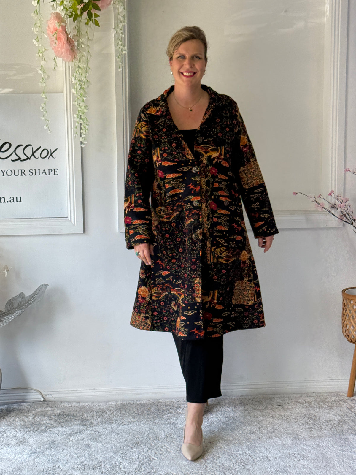 Lorelai Japanese Print Fleece Coat