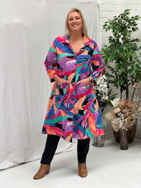 Lorelai Vibrant Abstract Fleece Coat