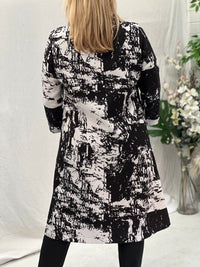 Lorelai Black Abstract Fleece Coat
