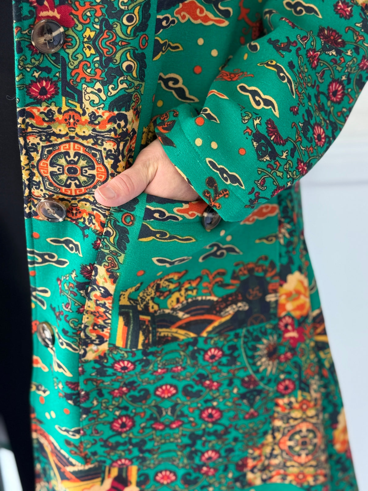 Lorelai Green Abstract Fleece Coat