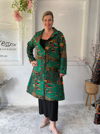 Lorelai Green Abstract Fleece Coat