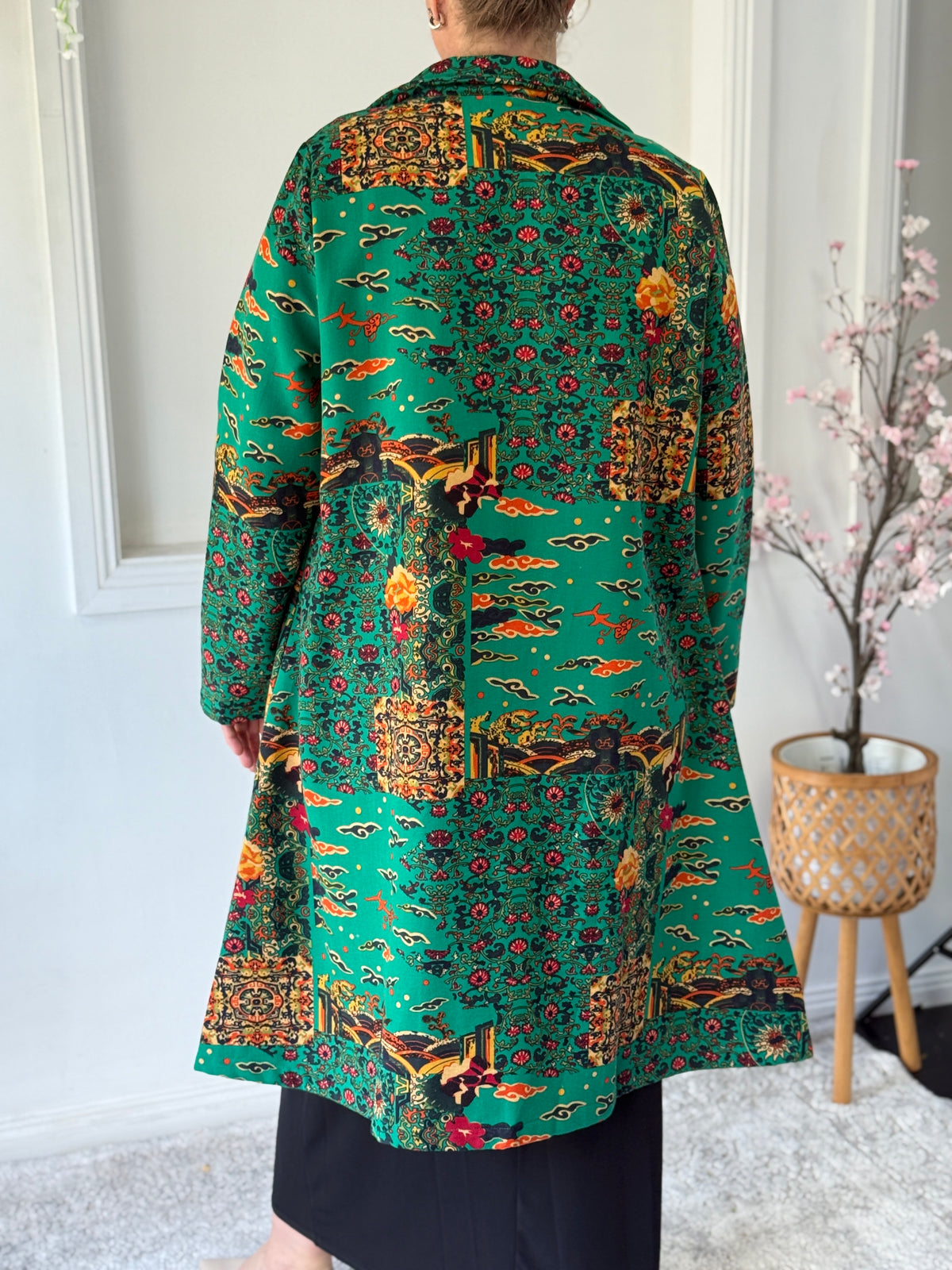 Lorelai Green Abstract Fleece Coat