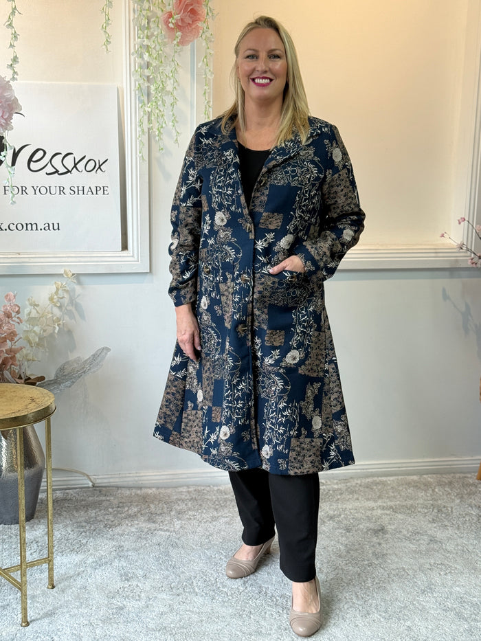 Lorelai Oriental Navy Fleece Coat