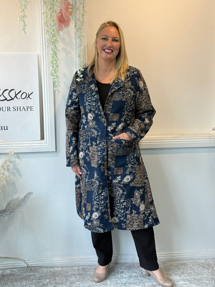 Lorelai Oriental Navy Fleece Coat
