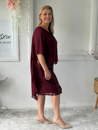 Luina Burgundy Sequin Evening Dress
