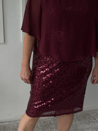 Luina Burgundy Sequin Evening Dress