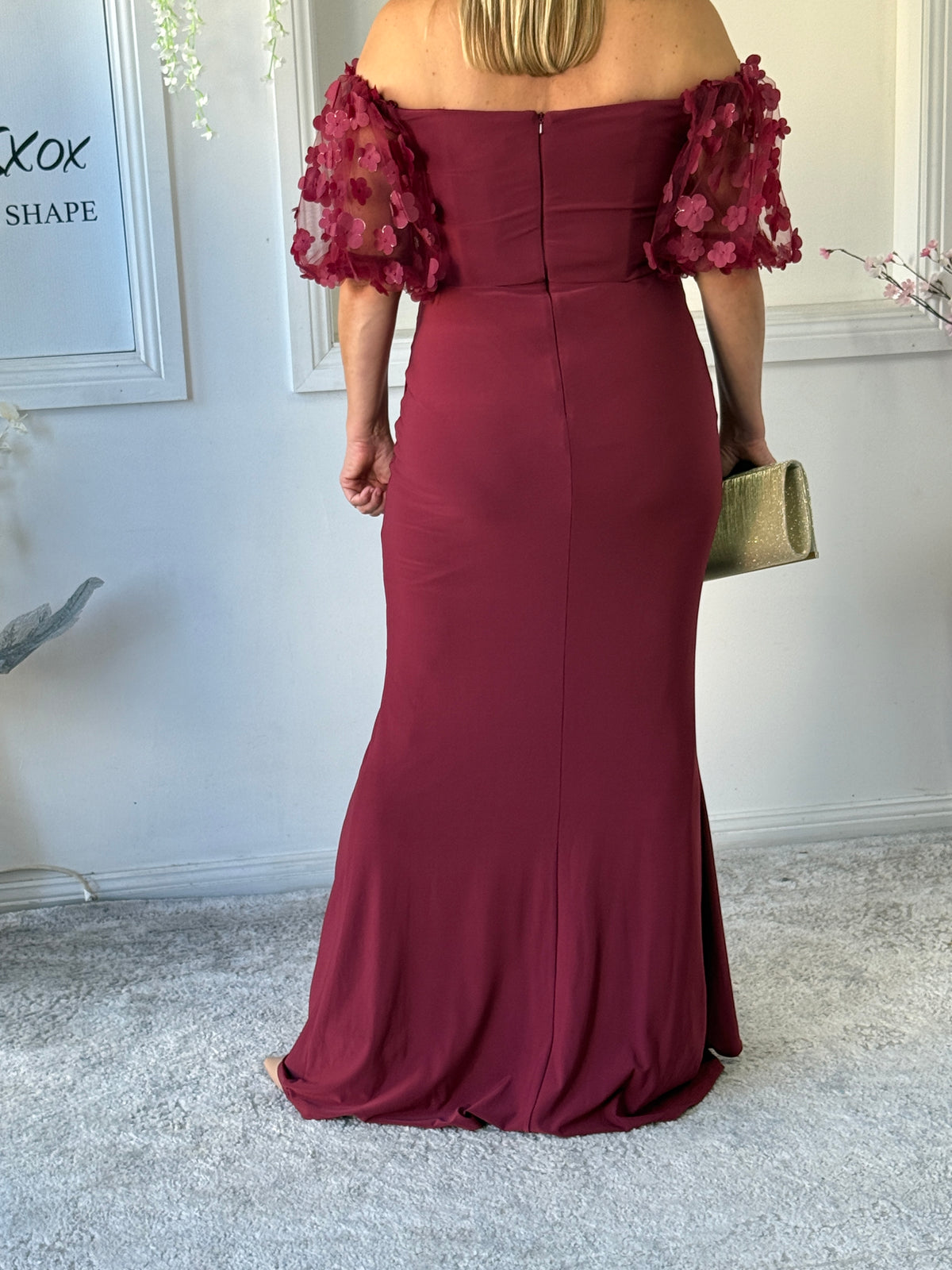 Madeline Burgundy Evening Gown