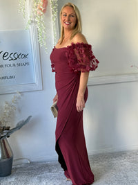 Madeline Burgundy Evening Gown