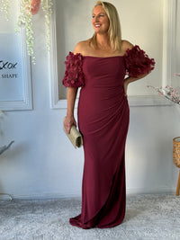 Madeline Burgundy Evening Gown