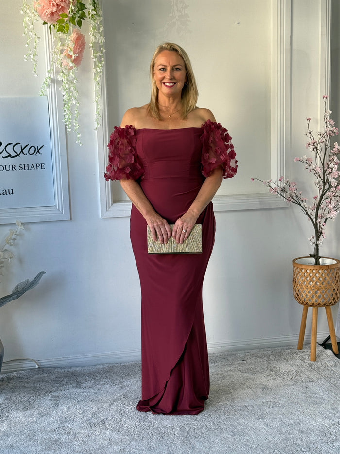 Madeline Burgundy Evening Gown