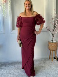 Madeline Burgundy Evening Gown