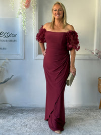 Madeline Burgundy Evening Gown