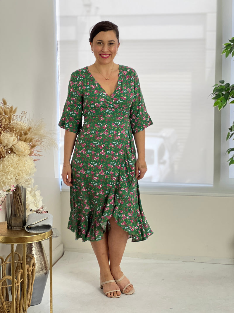 Maeve Green Garden Wrap Dress