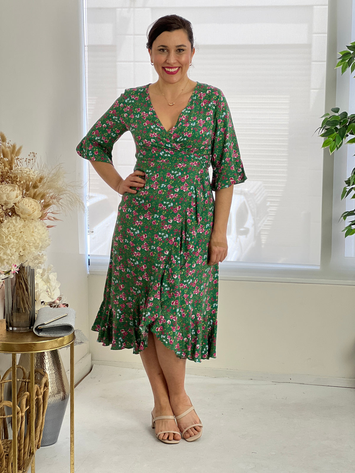 Maeve Green Garden Wrap Dress