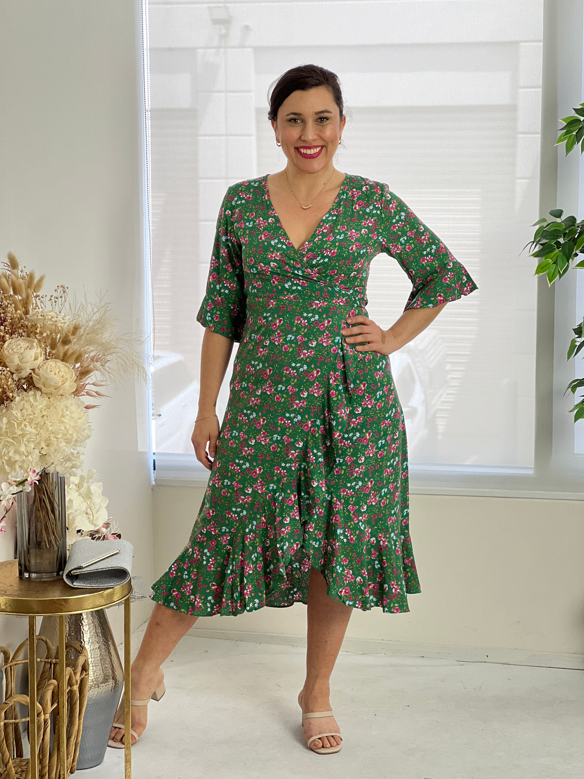 Maeve Green Garden Wrap Dress