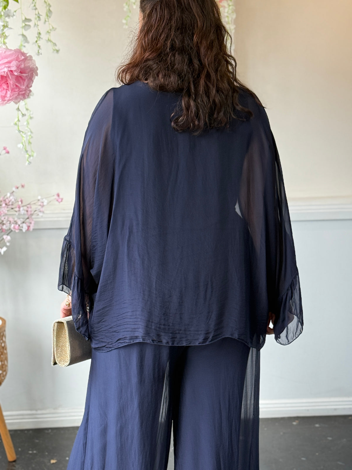 Maison Navy Silk Top