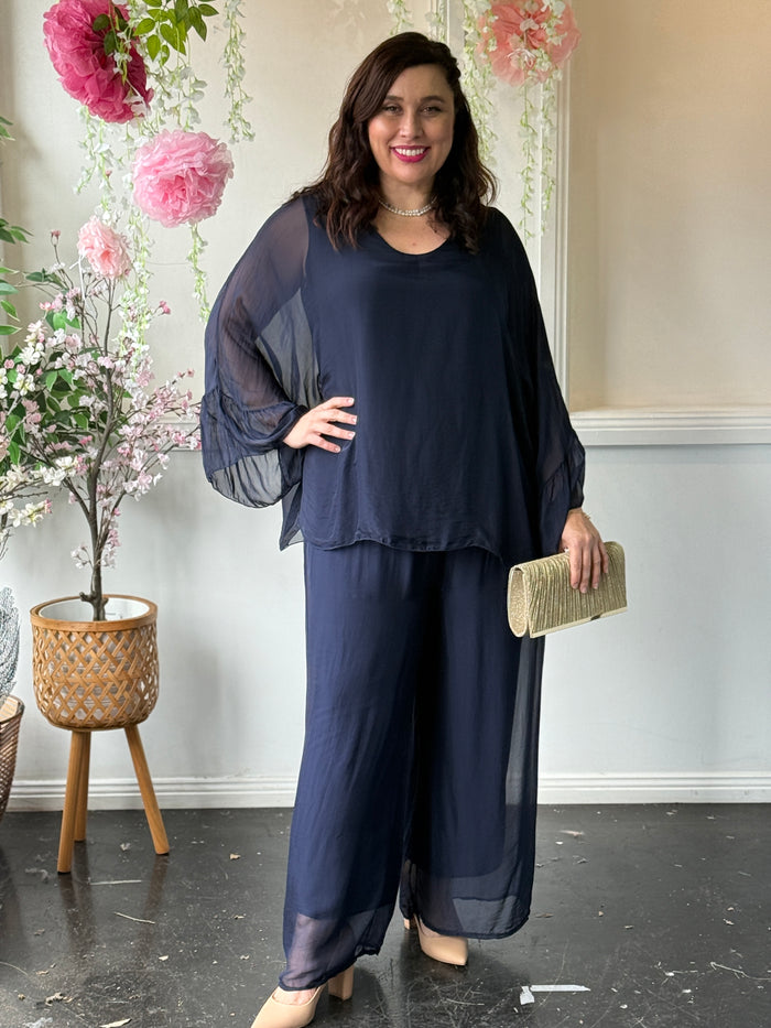 Fort Navy Silk Pants