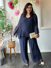Maison Navy Silk Top
