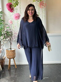 Maison Navy Silk Top