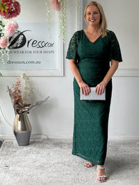 Maria Emerald Lace Evening Gown