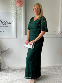 Maria Emerald Lace Evening Gown