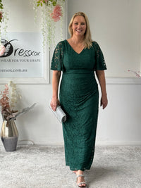 Maria Emerald Lace Evening Gown