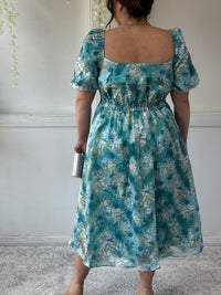 Mercy Aqua Floral Organza Dress