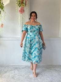 Mercy Aqua Floral Organza Dress