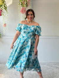 Mercy Aqua Floral Organza Dress