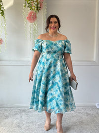 Mercy Aqua Floral Organza Dress