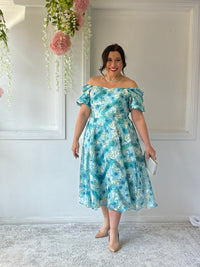 Mercy Aqua Floral Organza Dress