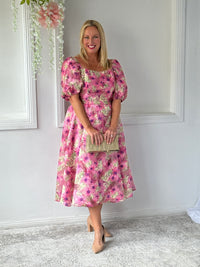 Mercy Pink Floral Organza Dress
