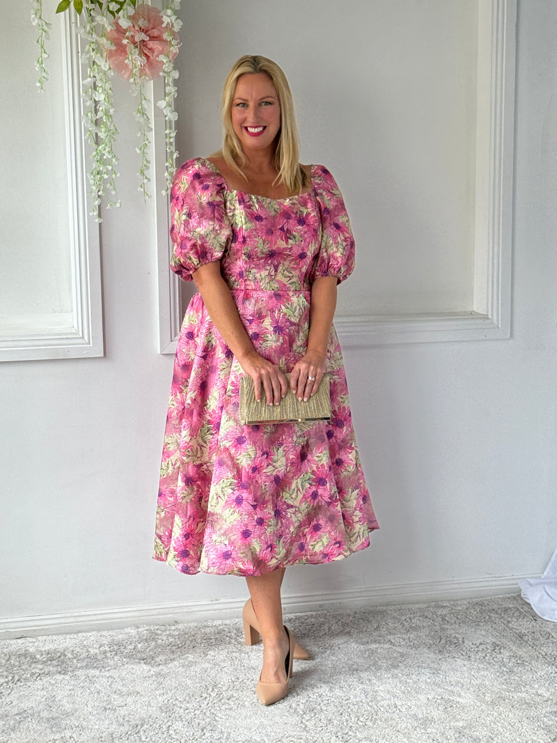Mercy Pink Floral Organza Dress