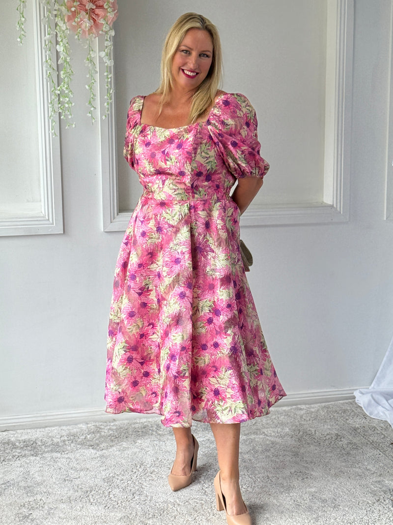 Mercy Pink Floral Organza Dress