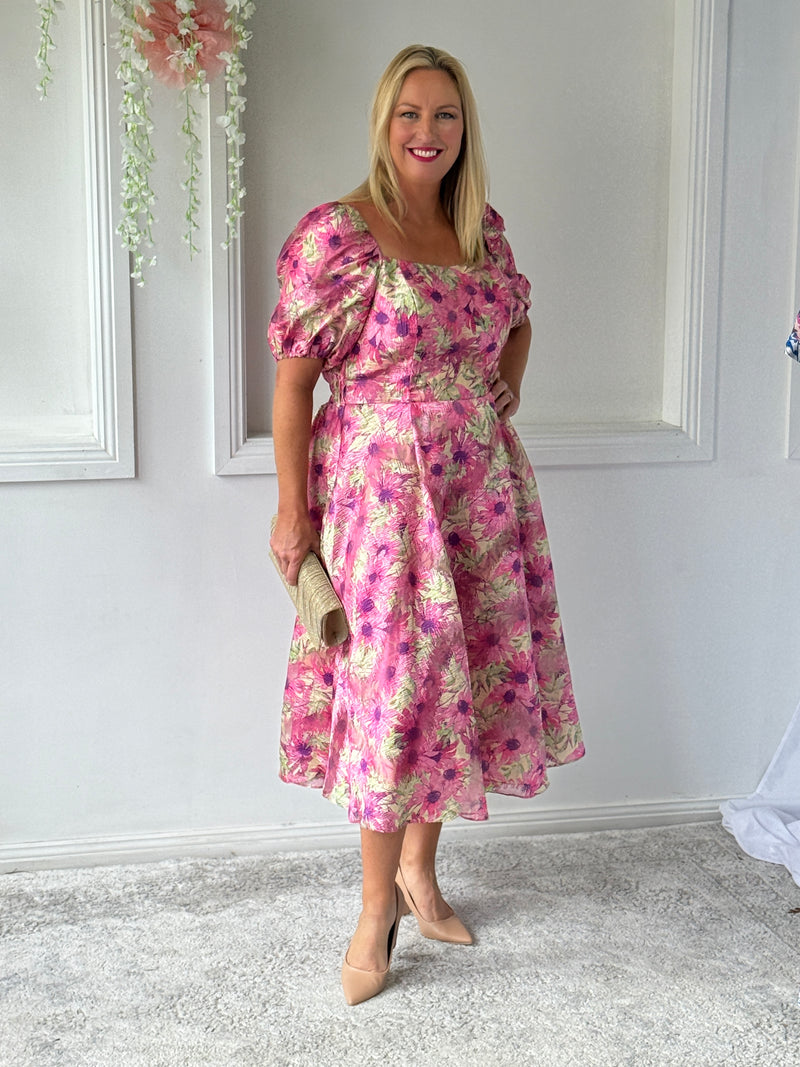 Mercy Pink Floral Organza Dress