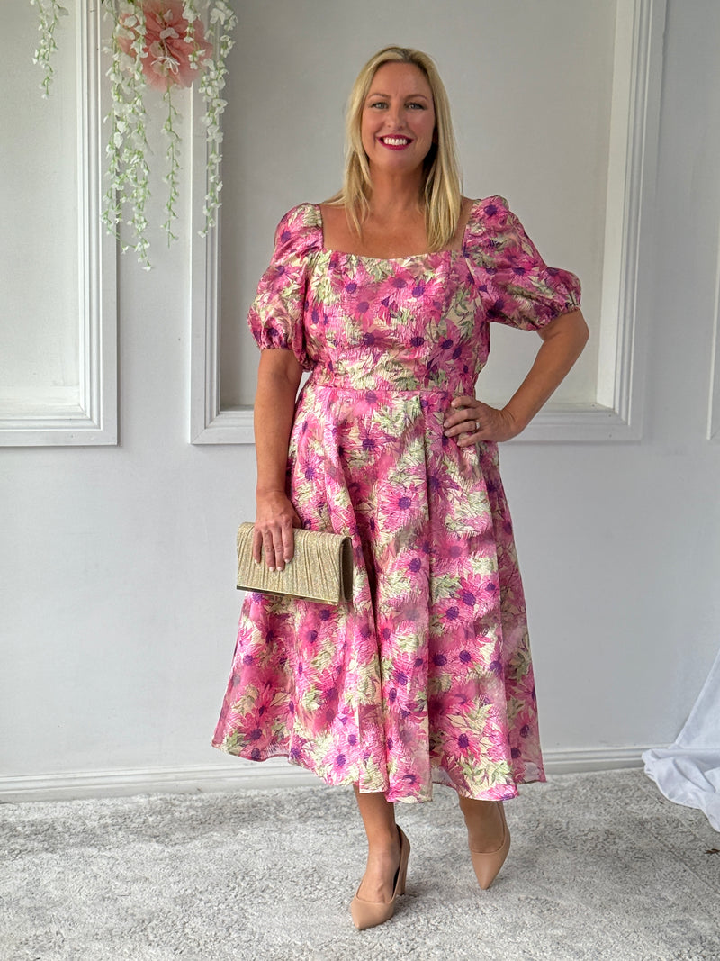 Mercy Pink Floral Organza Dress