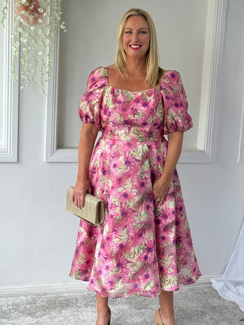Mercy Pink Floral Organza Dress