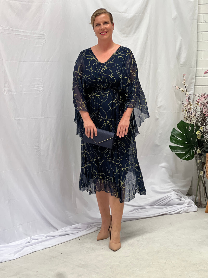 Micah Deep Blue Silk Dress