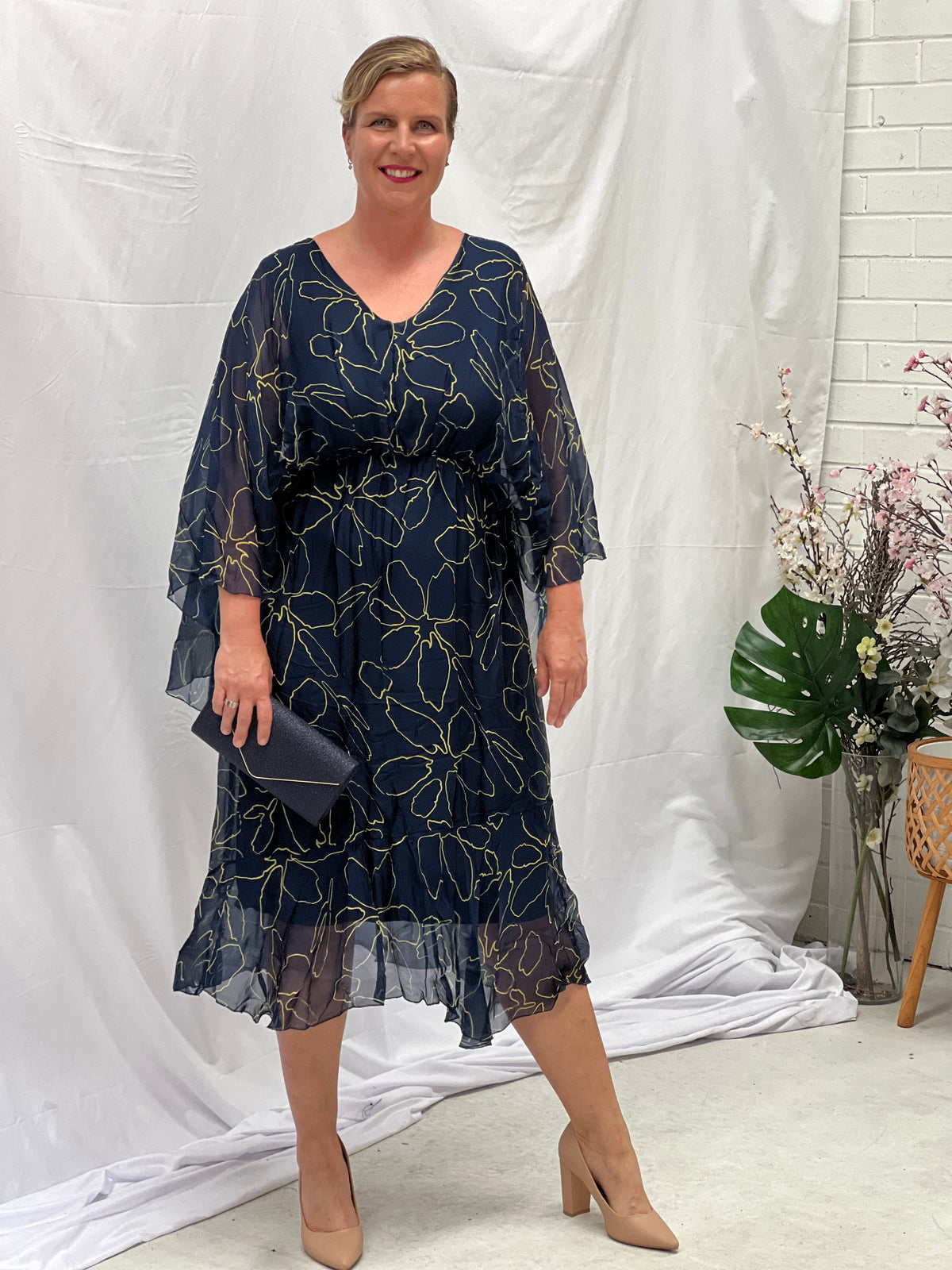 Micah Deep Blue Silk Dress