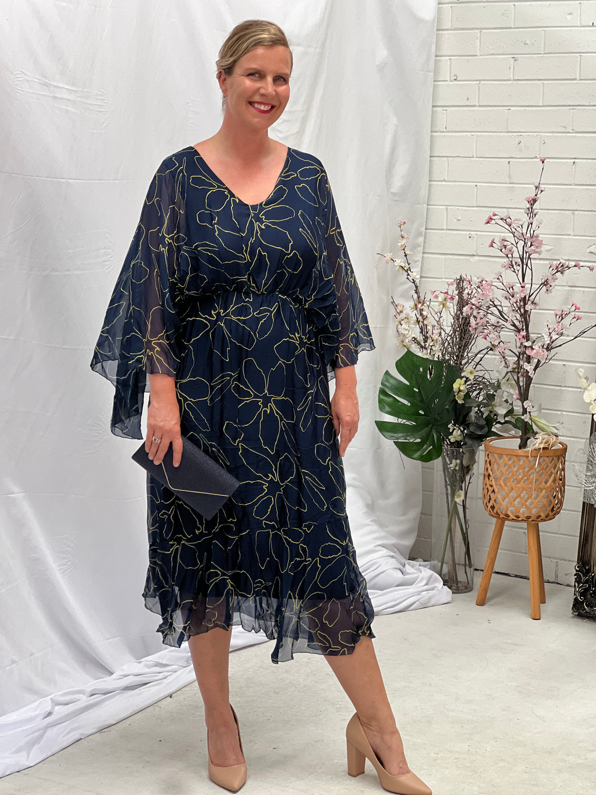 Micah Deep Blue Silk Dress