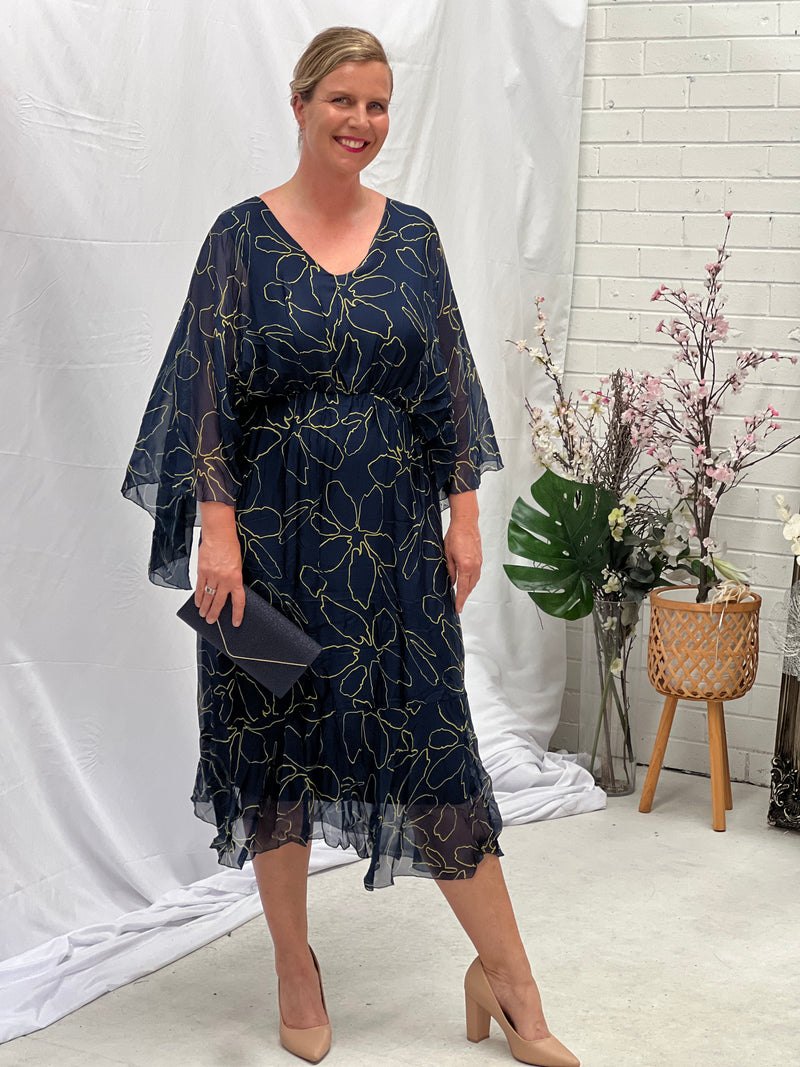 Micah Deep Blue Silk Dress