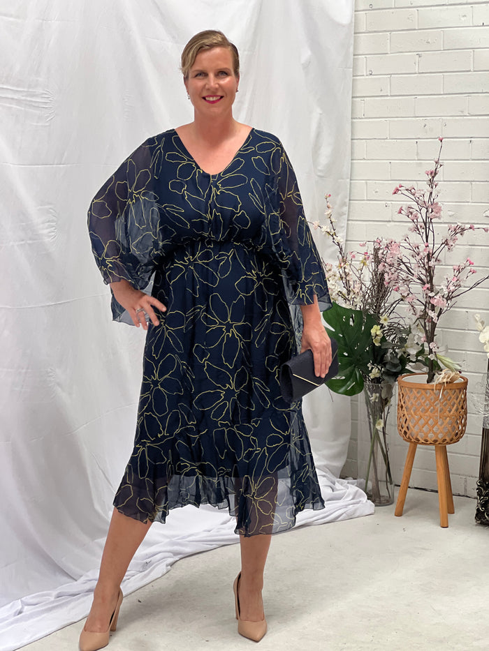 Micah Deep Blue Silk Dress