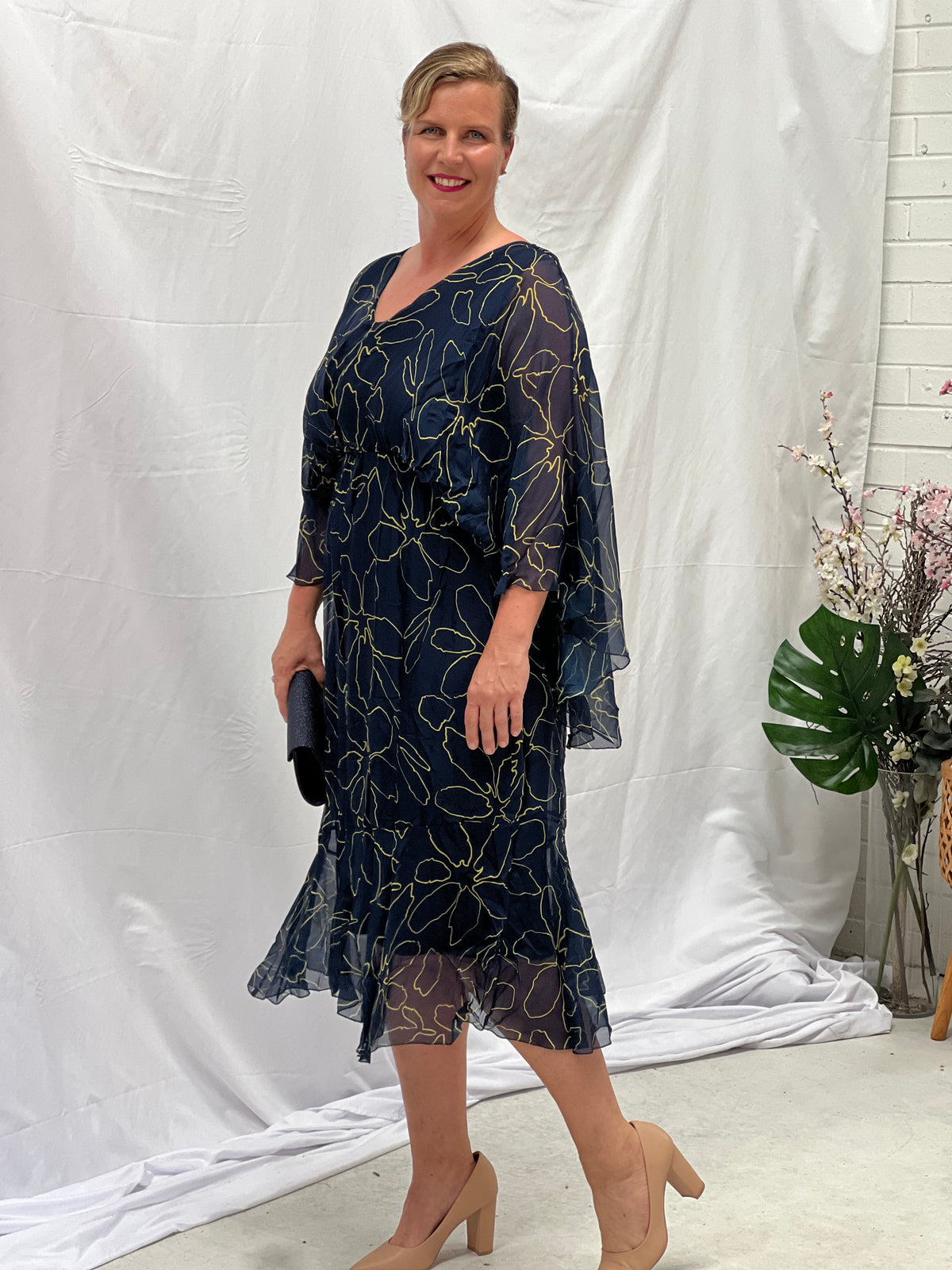 Micah Deep Blue Silk Dress