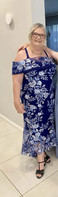 Harriet Blue Embroidered Evening Gown
