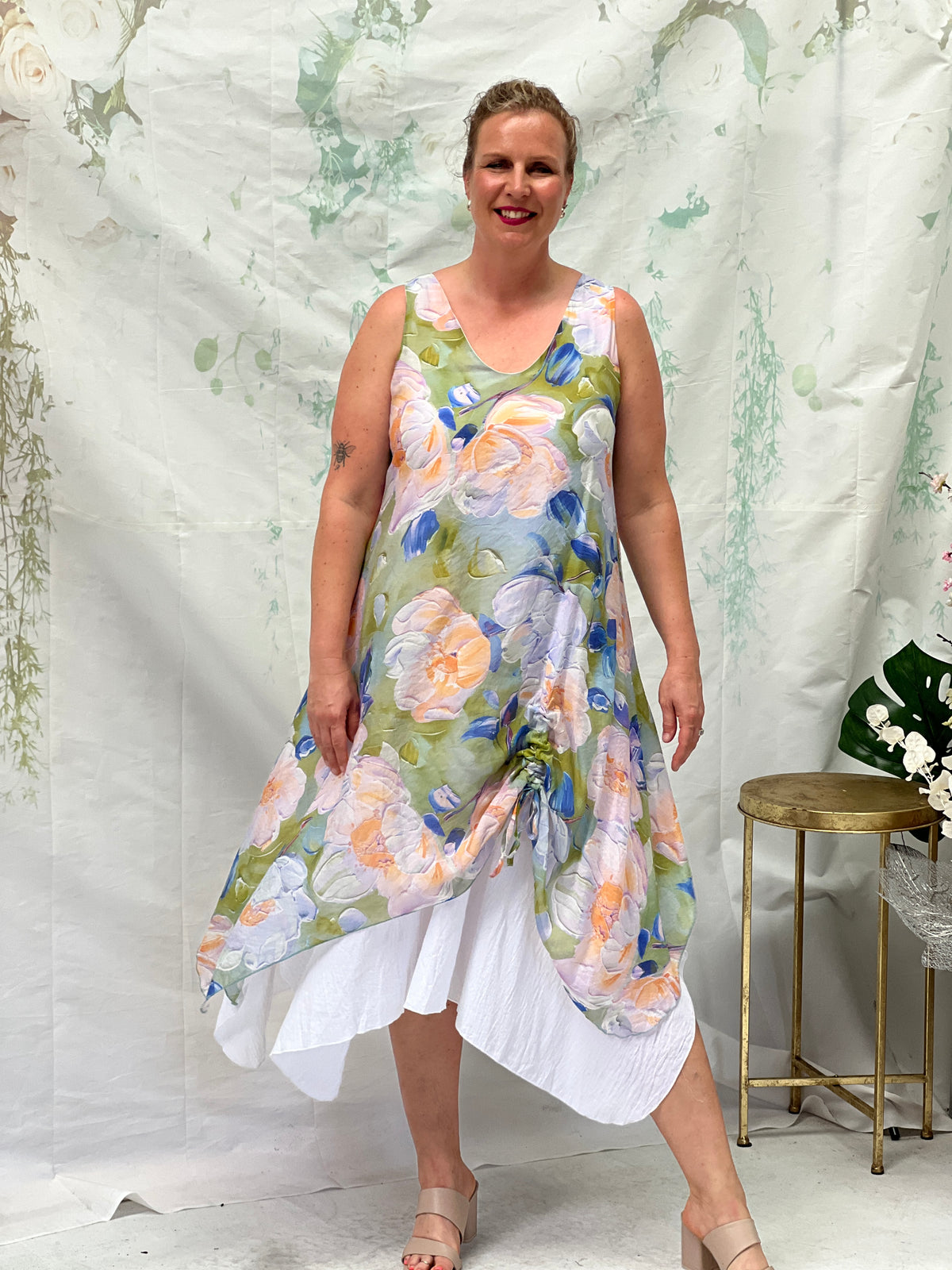 Mina Green Rose Layering Dress