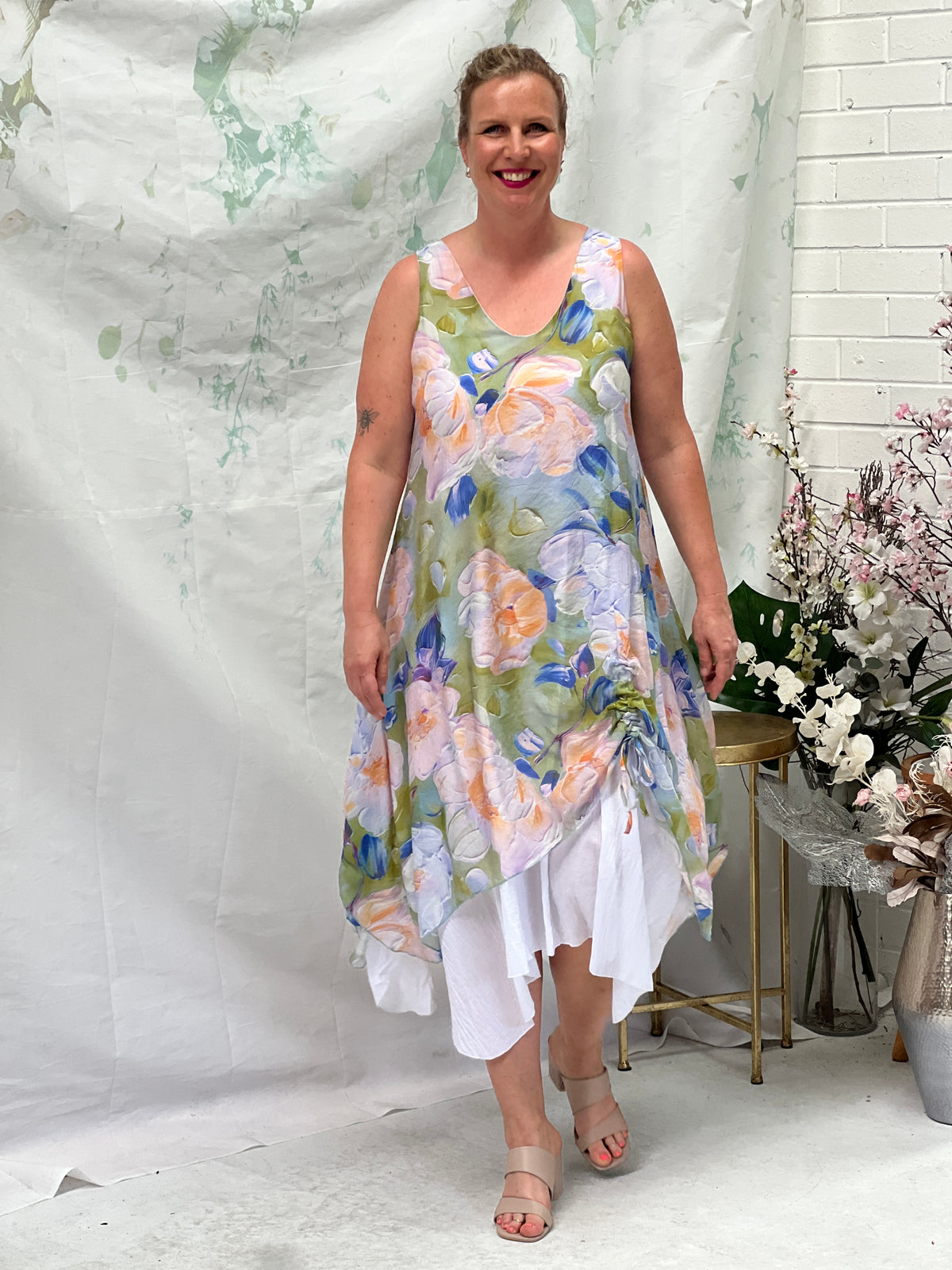 Mina Green Rose Layering Dress