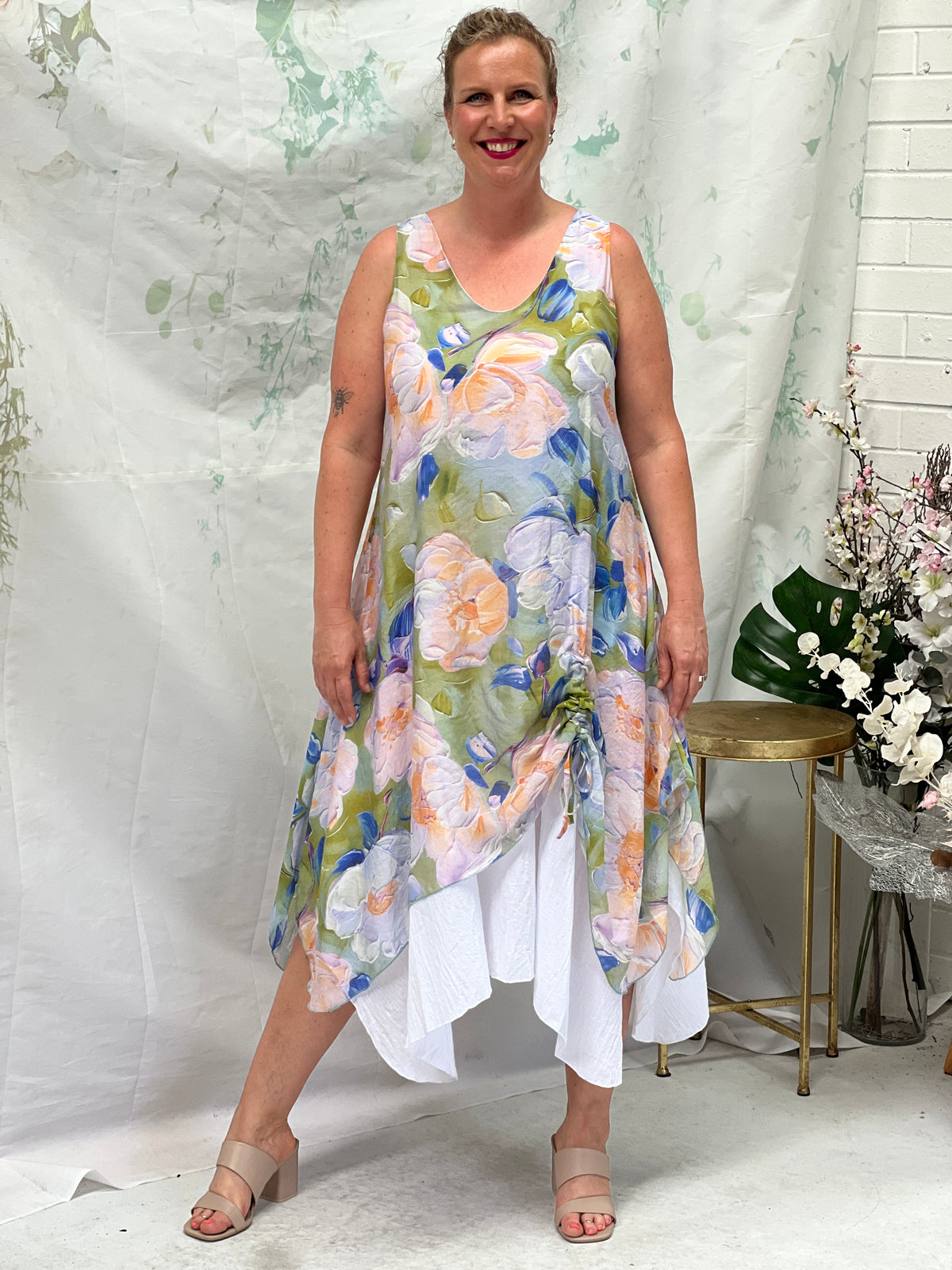 Mina Green Rose Layering Dress